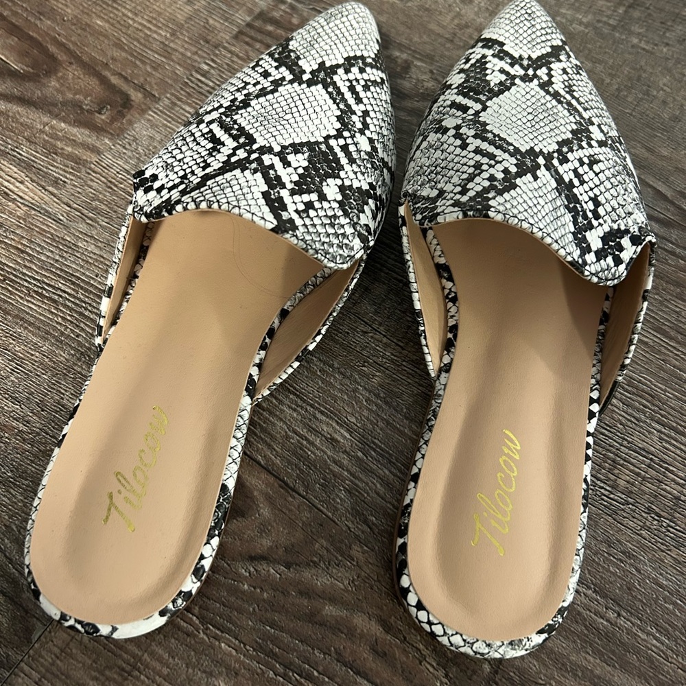 Snakeskin Mules